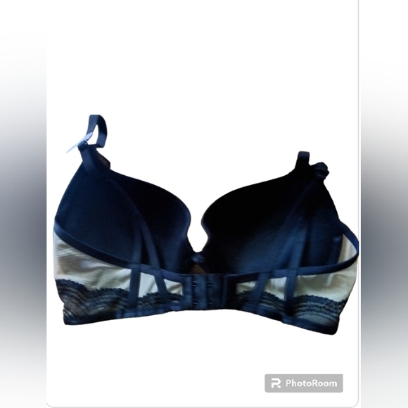 Maidenform Black Smooth Padded Push Up Bra with Lace Trim & Tan Mesh - Picture 2 of 2